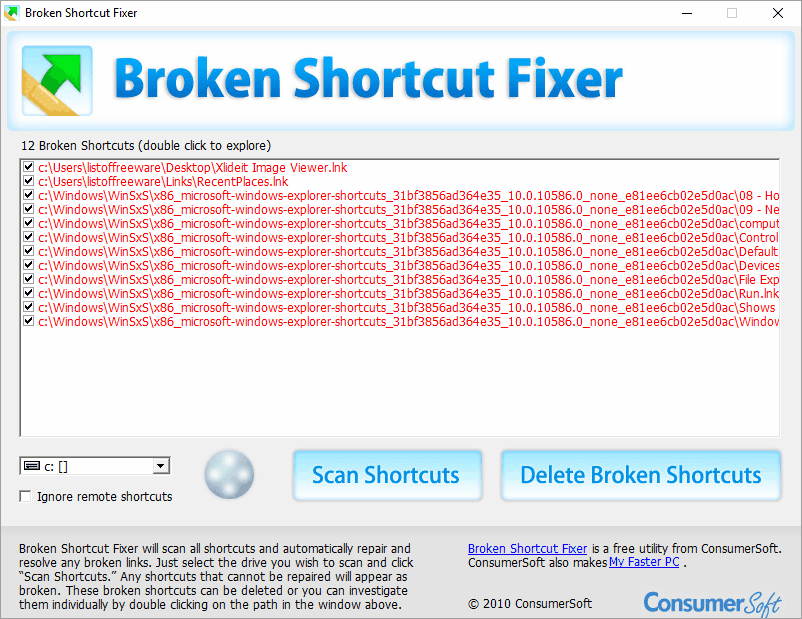 Broken Shortcut Fixer