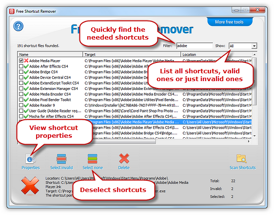 Download and Install Free Shortcut Remover