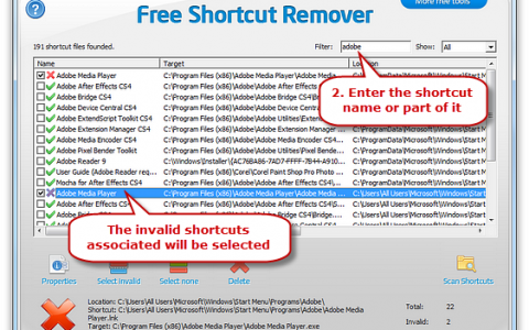 shortcut file remover