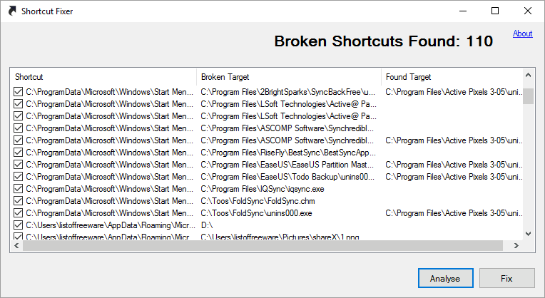 fix broken shortcuts windows 10